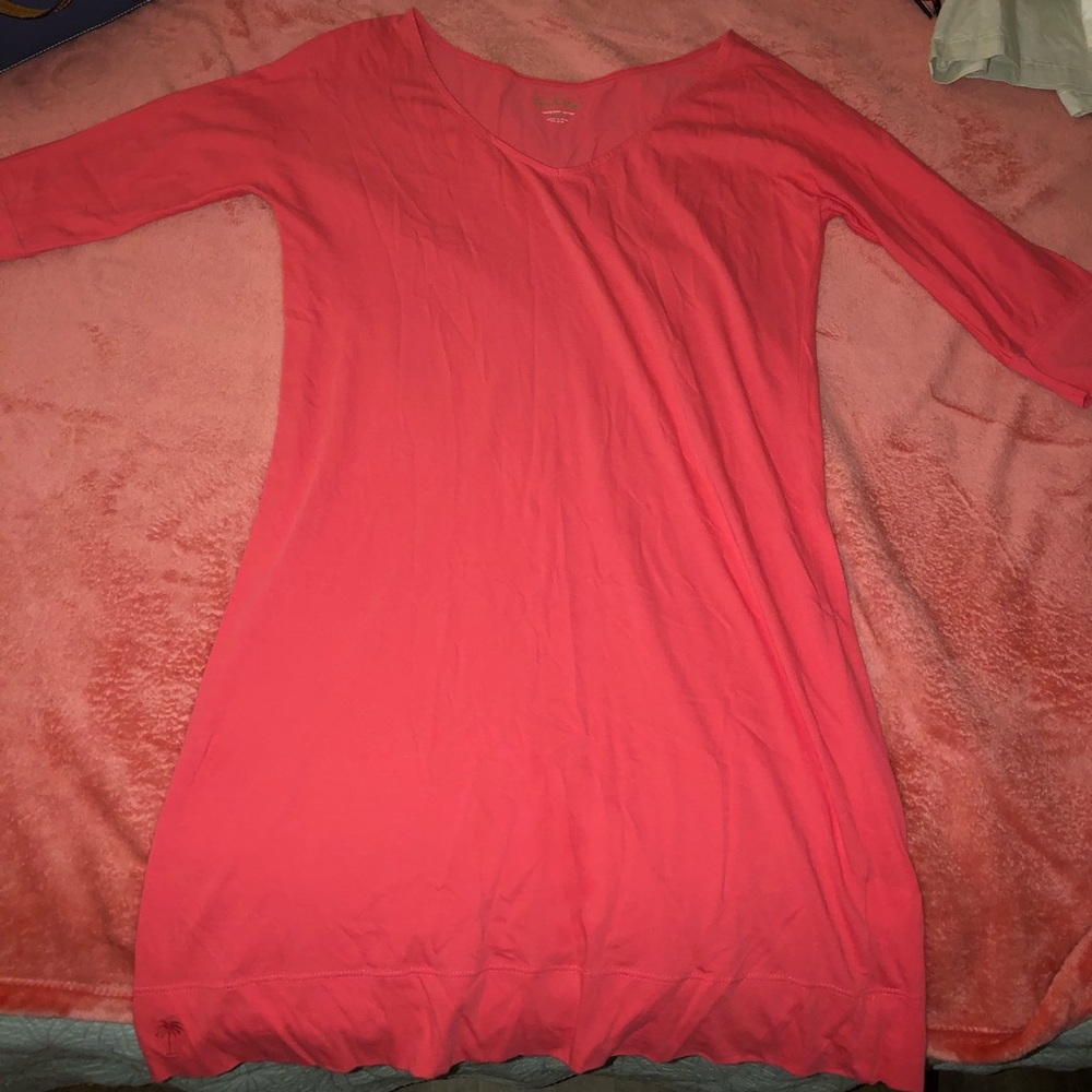Pink Vineyard Vines V-neck dress. 3/4 sleeve